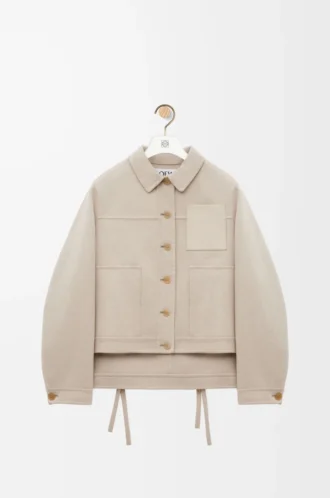 Workwear jacket in wool and cashmere Light Beige Melange