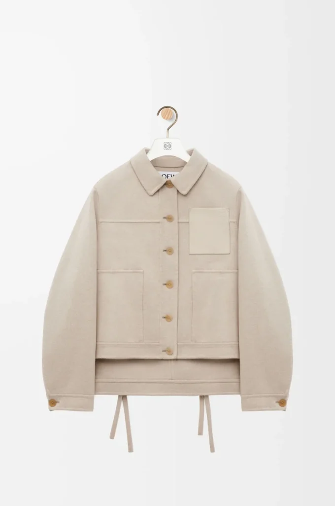Workwear jacket in wool and cashmere Light Beige Melange Workwear jacket in wool and cashmere Light Beige Melange