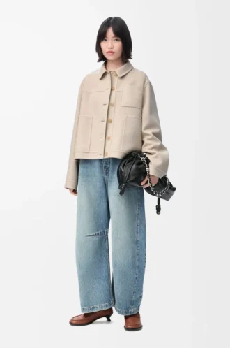 Workwear jacket in wool and cashmere Light Beige Melange