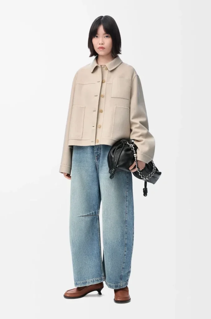 Workwear jacket in wool and cashmere Light Beige Melange Workwear jacket in wool and cashmere Light Beige Melange