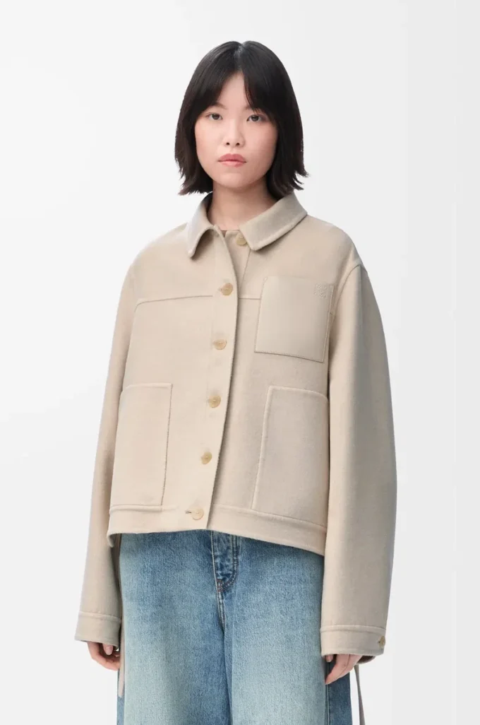 Workwear jacket in wool and cashmere Light Beige Melange Workwear jacket in wool and cashmere Light Beige Melange
