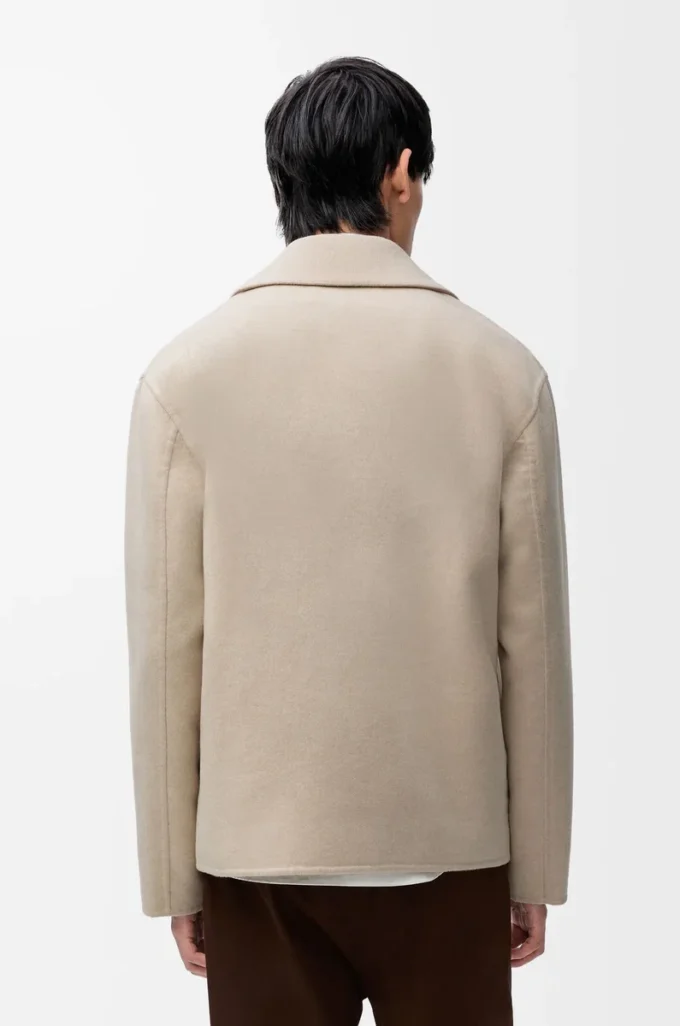 Workwear jacket in wool and cashmere Light Beige Melange