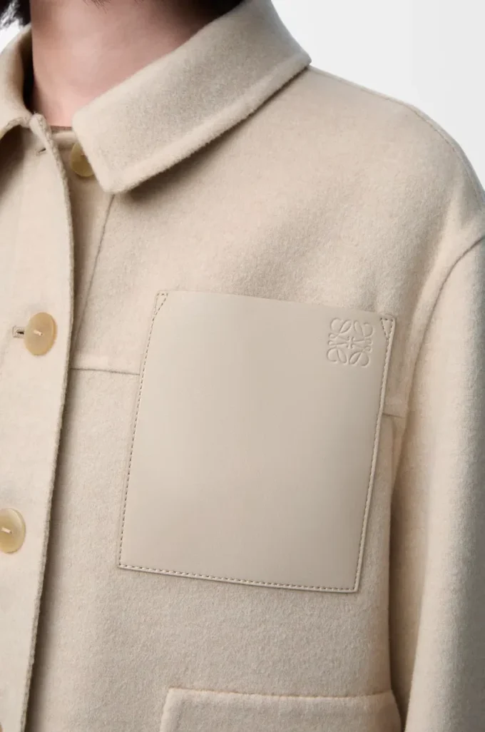 Workwear jacket in wool and cashmere Light Beige Melange Workwear jacket in wool and cashmere Light Beige Melange