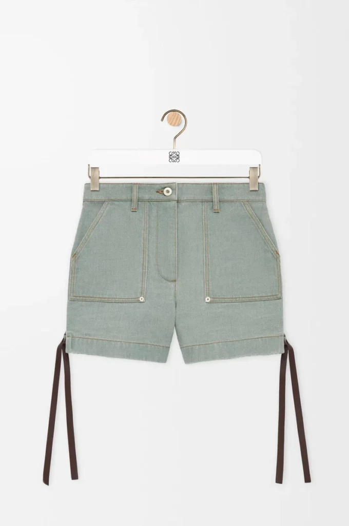Workwear shorts in denim Khaki Green Workwear shorts in denim Khaki Green