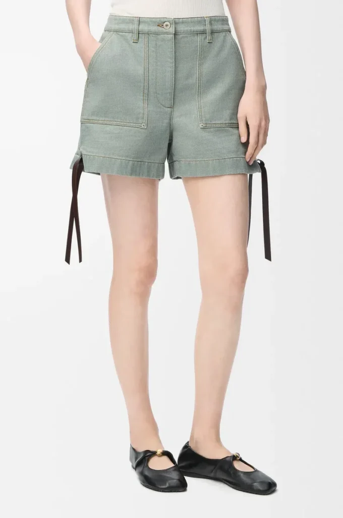 Workwear shorts in denim Khaki Green Workwear shorts in denim Khaki Green