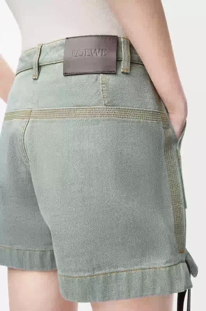 Workwear shorts in denim Khaki Green Workwear shorts in denim Khaki Green