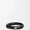 Woven bangle in brass and classic calfskin Black Woven bangle in brass and classic calfskin Black