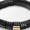 Woven bangle in brass and classic calfskin Black Woven bangle in brass and classic calfskin Black