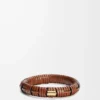 Woven bangle in brass and classic calfskin Tan Woven bangle in brass and classic calfskin Tan