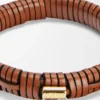 Woven bangle in brass and classic calfskin Tan Woven bangle in brass and classic calfskin Tan