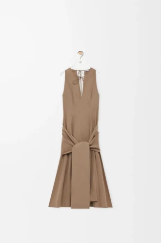 Wrap dress in cotton Beige