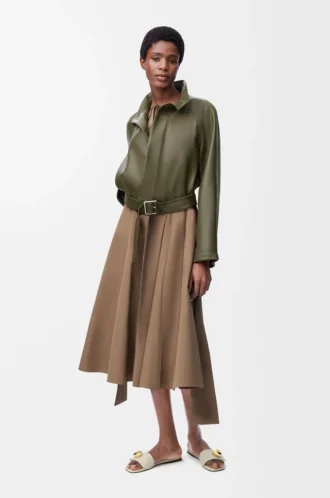 Wrap dress in cotton Beige