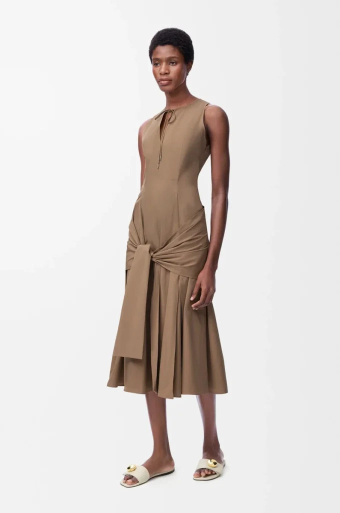 Wrap dress in cotton Beige Wrap dress in cotton Beige