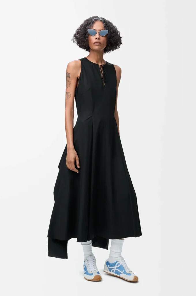 Wrap dress in cotton Black Wrap dress in cotton Black