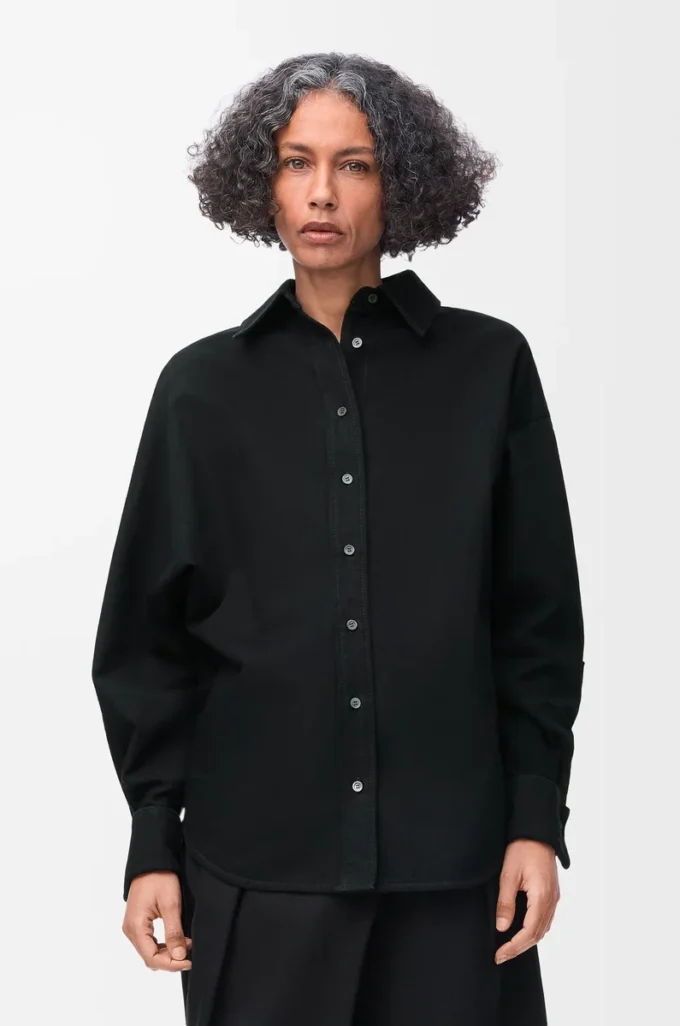 Wrap shirt in denim Black Wrap shirt in denim Black