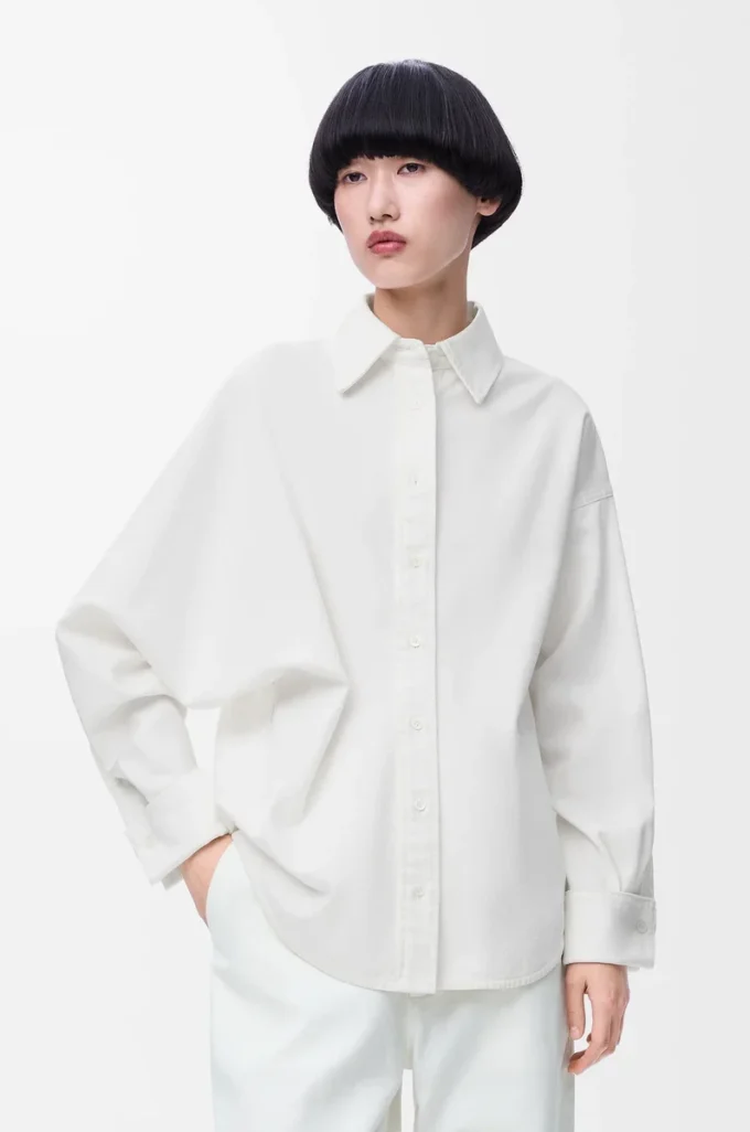 Wrap shirt in denim White Wrap shirt in denim White