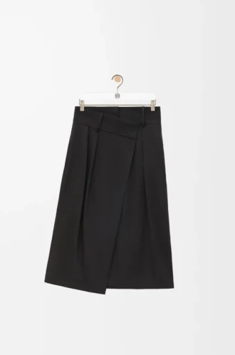 Wrap skirt in cotton and silk Black