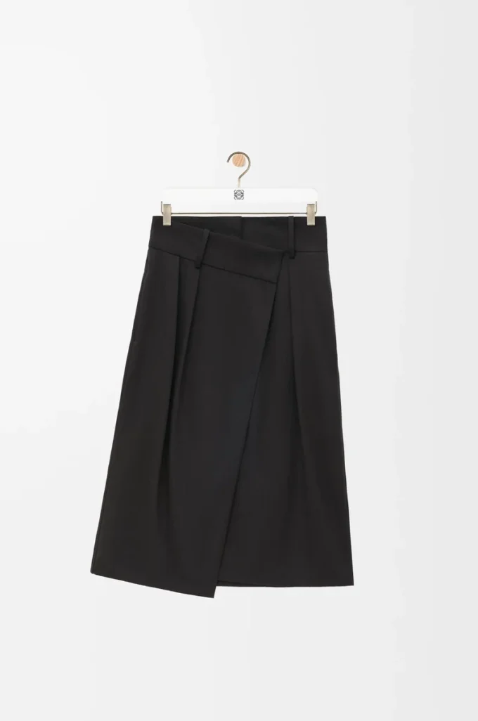 Wrap skirt in cotton and silk Black Wrap skirt in cotton and silk Black