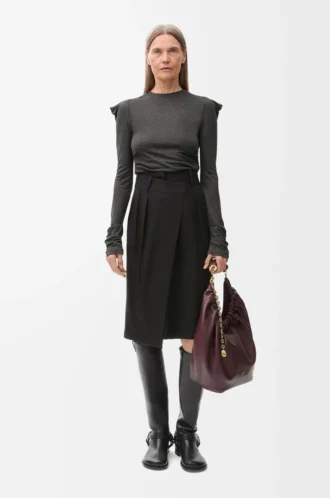 Wrap skirt in cotton and silk Black
