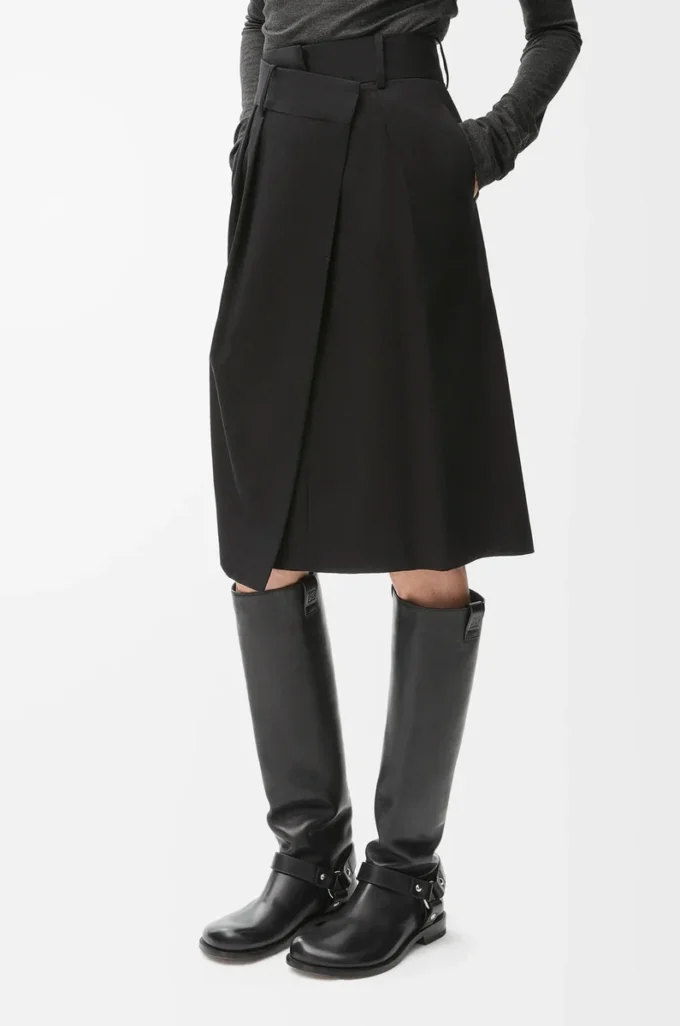 Wrap skirt in cotton and silk Black Wrap skirt in cotton and silk Black