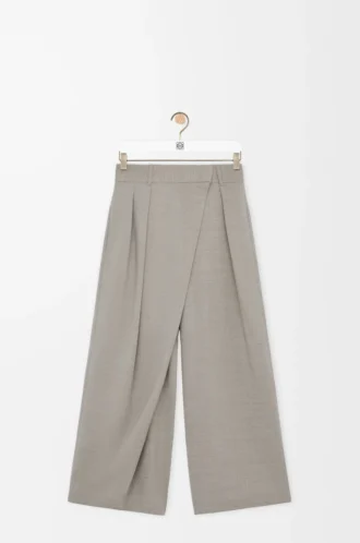 Wrap trousers in wool Light Beige Melange