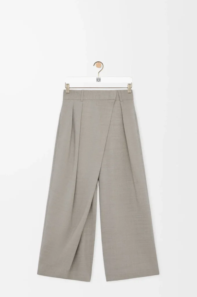 Wrap trousers in wool Light Beige Melange Wrap trousers in wool Light Beige Melange