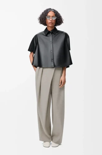Wrap trousers in wool Light Beige Melange