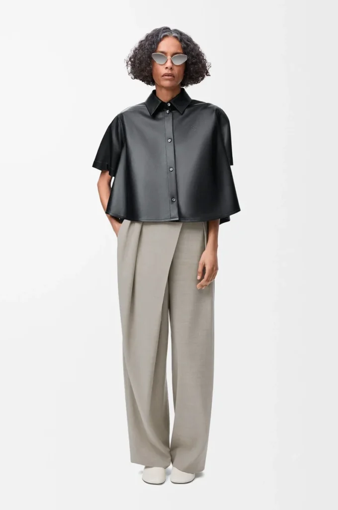 Wrap trousers in wool Light Beige Melange Wrap trousers in wool Light Beige Melange