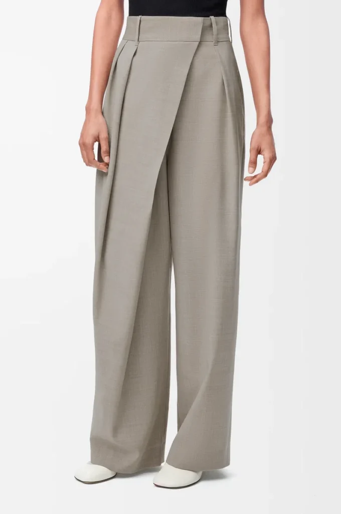 Wrap trousers in wool Light Beige Melange Wrap trousers in wool Light Beige Melange