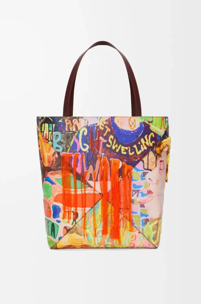 XL Puzzle Fold tote in classic calfskin Dark Burgundy/Multicolor XL Puzzle Fold tote in classic calfskin Dark Burgundy/Multicolor