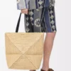 XL Puzzle Fold tote in raffia Natural/Black XL Puzzle Fold tote in raffia Natural/Black