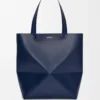 XL Puzzle Fold tote in shiny calfskin Abyss Blue XL Puzzle Fold tote in shiny calfskin Abyss Blue