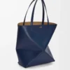 XL Puzzle Fold tote in shiny calfskin Abyss Blue XL Puzzle Fold tote in shiny calfskin Abyss Blue