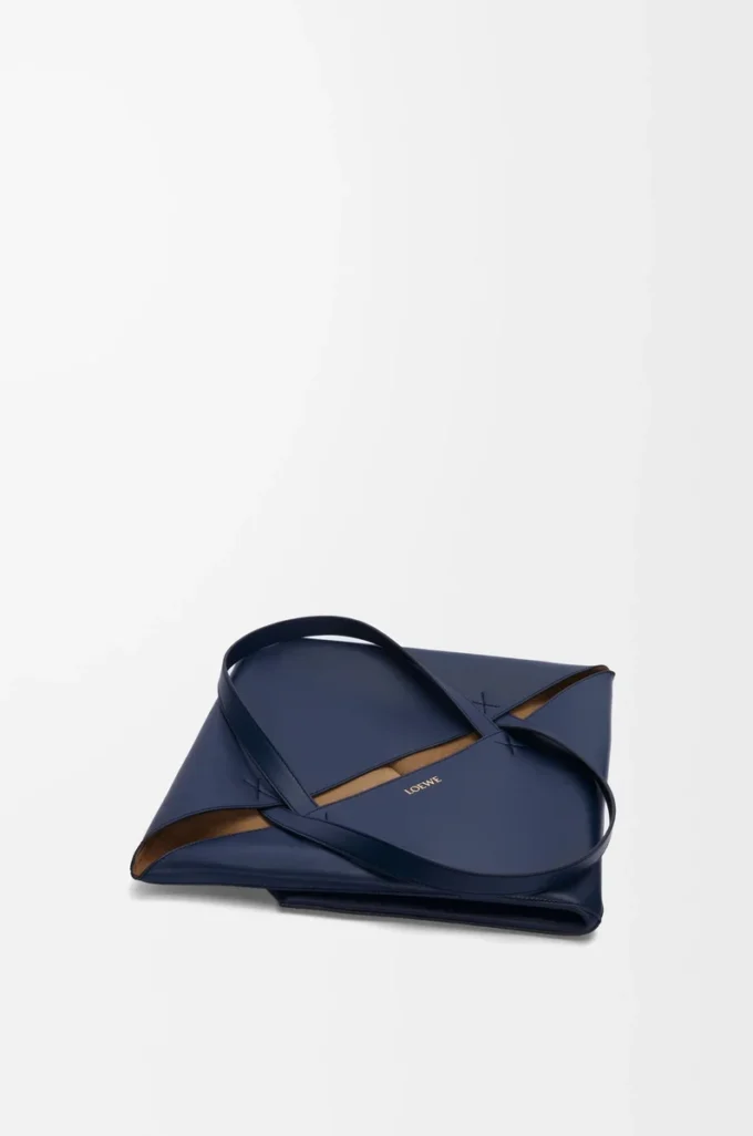 XL Puzzle Fold tote in shiny calfskin Abyss Blue XL Puzzle Fold tote in shiny calfskin Abyss Blue