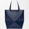 XL Puzzle Fold tote in shiny calfskin Abyss Blue XL Puzzle Fold tote in shiny calfskin Abyss Blue