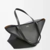 XL Puzzle Fold tote in shiny calfskin Black