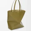 XL Puzzle Fold tote in shiny calfskin Olive