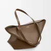 XL Puzzle Fold tote in shiny calfskin Umber