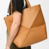 XL Puzzle Fold tote in shiny calfskin Warm Desert XL Puzzle Fold tote in shiny calfskin Warm Desert