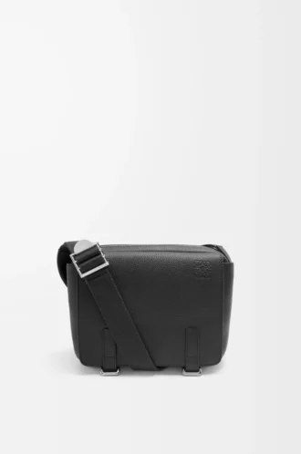 XS Military messenger bag in soft grained calfskin Black
