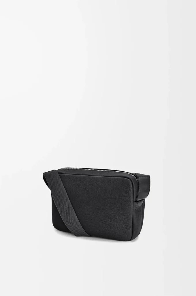 XS Military messenger bag in soft grained calfskin Black