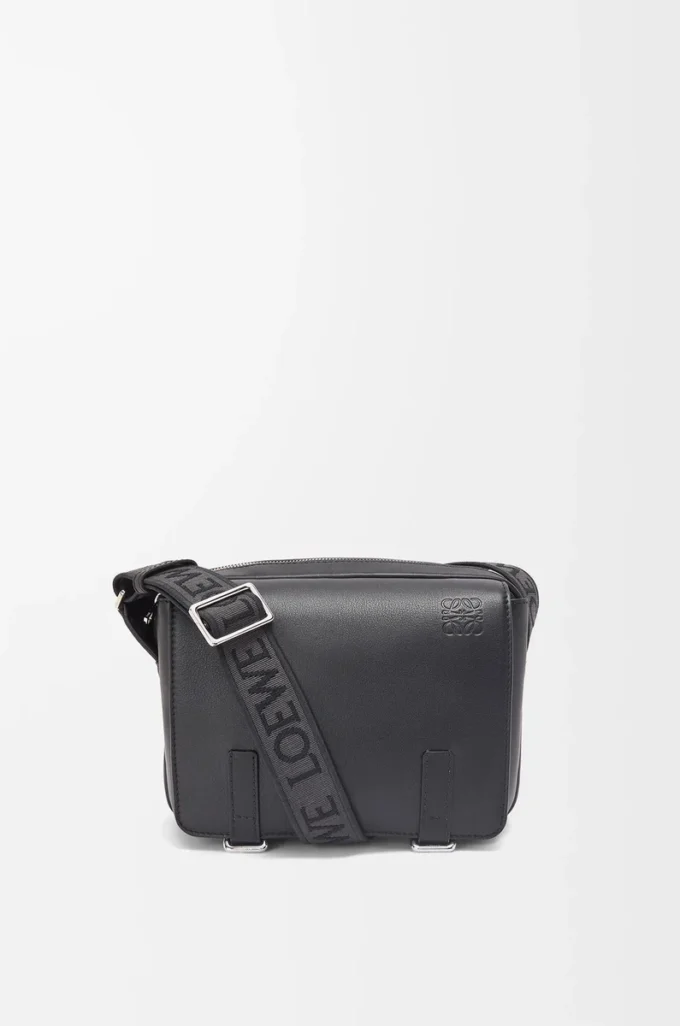 XS Military messenger bag in supple smooth calfskin and jacquard Black XS Military messenger bag in supple smooth calfskin and jacquard Black