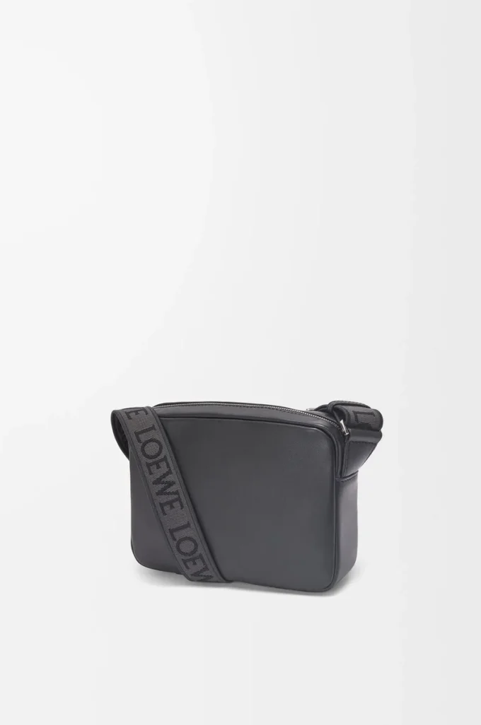 XS Military messenger bag in supple smooth calfskin and jacquard Black XS Military messenger bag in supple smooth calfskin and jacquard Black