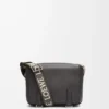 XS Military messenger bag in supple smooth calfskin and jacquard Dark Grey
