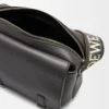 XS Military messenger bag in supple smooth calfskin and jacquard Dark Grey