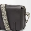 XS Military messenger bag in supple smooth calfskin and jacquard Dark Grey