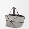 XXL Puzzle Fold tote in canvas jacquard and calfskin Natural/Black XXL Puzzle Fold tote in canvas jacquard and calfskin Natural/Black