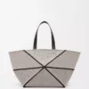 XXL Puzzle Fold tote in canvas jacquard and calfskin Natural/Black XXL Puzzle Fold tote in canvas jacquard and calfskin Natural/Black