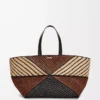 XXL Puzzle Fold Tote in raffia Natural/Honey Gold