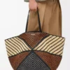 XXL Puzzle Fold Tote in raffia Natural/Honey Gold